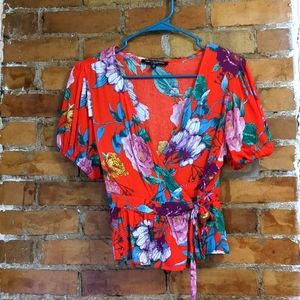 Bohemian Floral front tie Blouse